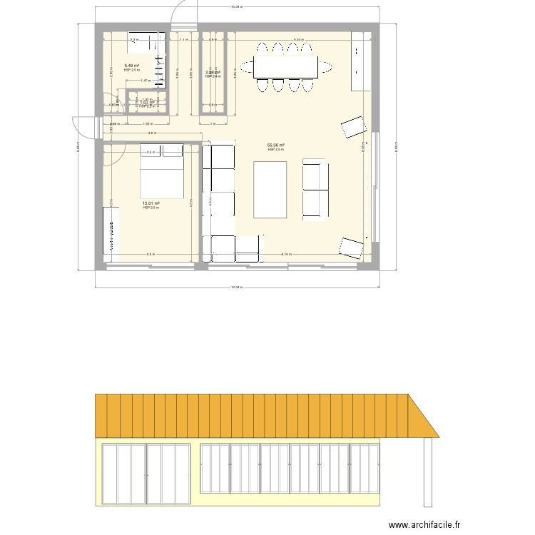 Plan extension salon 5. Plan de 0 pièce et 0 m2