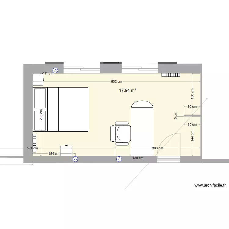 Chambre EST 2 &eacute;tage Ter. Plan de 