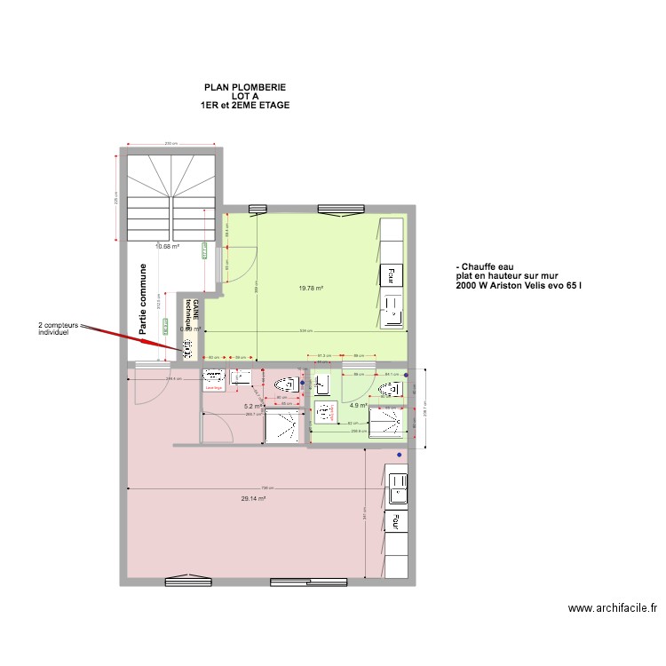 PLAN PLOMB LOT A 1ER ET 2EME ETAGE 20 05 2020. Plan de 0 pièce et 0 m2