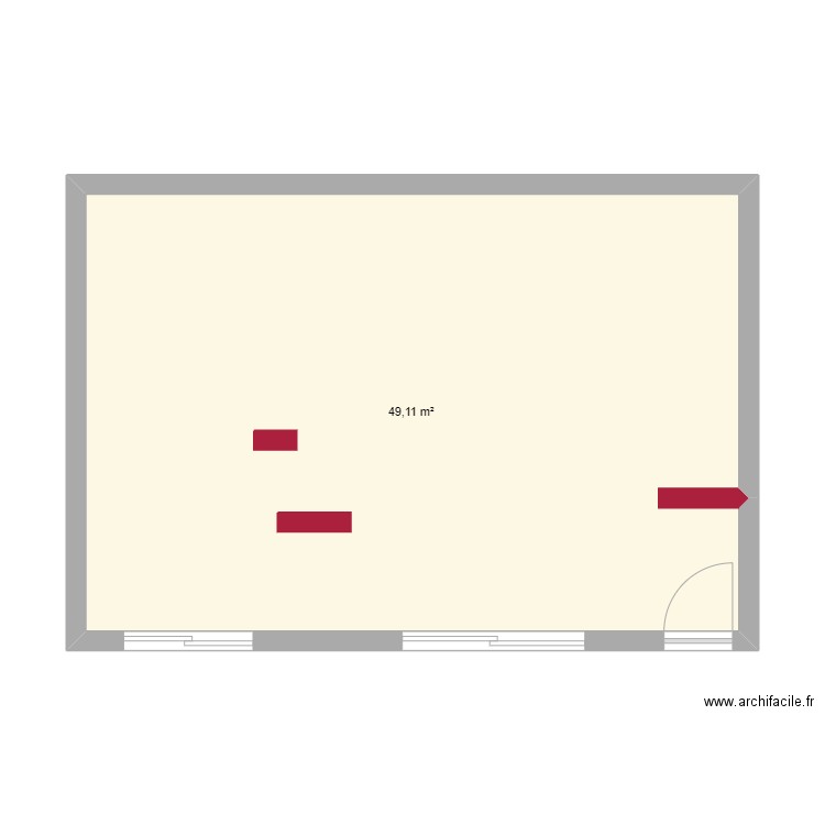 stud base 1 . Plan de 1 pièce et 49 m2