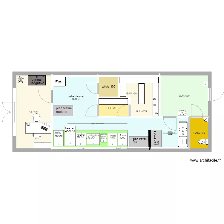 LOCAL FLEMING avec rehausse machine. Plan de 