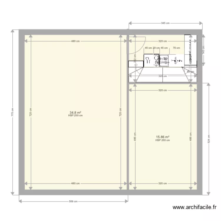 Terrasse cuisine. Plan de 
