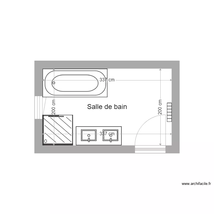 Plan sdb MARTORINA avant travaux. Plan de 