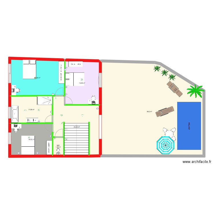 Essey P3. Plan de 7 pièces et 182 m2