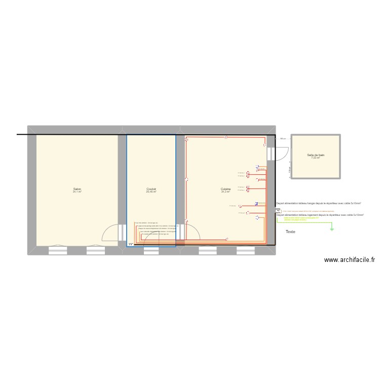 Nicolas Jeanne Niv.0 Câblage elec distribution et cuisine. Plan de 4 pièces et 96 m2