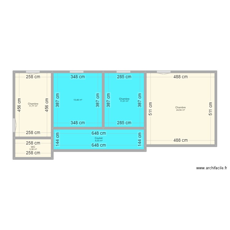 coquerelle. Plan de 6 pièces et 74 m2