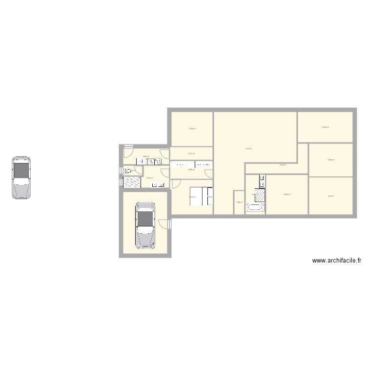 test. Plan de 16 pièces et 171 m2