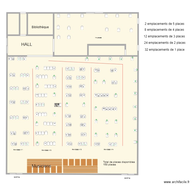 Disposition Plan de la Salle . Plan de 0 pièce et 0 m2