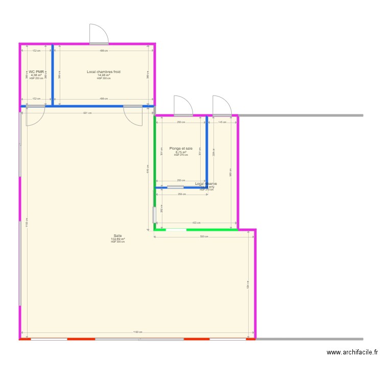 Restaurent SEETP Séronon. Plan de 5 pièces et 144 m2