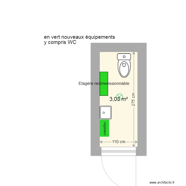 projet local les tramails. Plan de 1 pièce et 3 m2