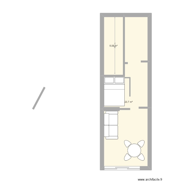 mont. Plan de 2 pièces et 29 m2