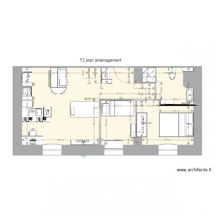 T2 plan 4 aménagement. Plan de 0 pièce et 0 m2
