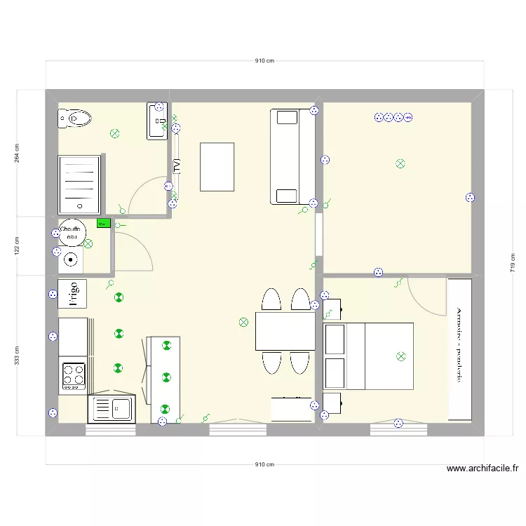 Studio 3. Plan de 