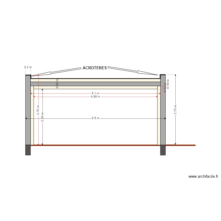 PLAN EN COUPE TOITURE TERRASSE. Plan de 0 pièce et 0 m2