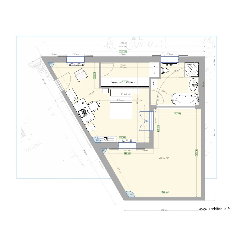 SdB etage  version 2. Plan de 0 pièce et 0 m2