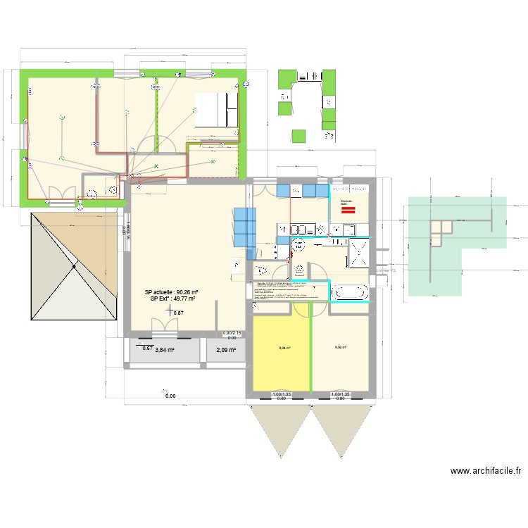 extension nord 22-1-23. Plan de 34 pièces et 285 m2
