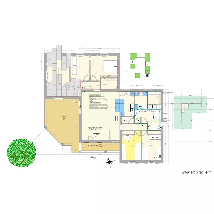 extension nord 22-1-23. Plan de 33  et 315 m²