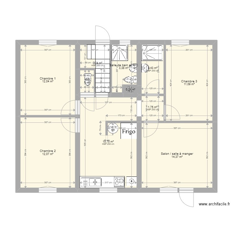 RDJ - Maison Meaux - CRT. Plan de 11 pièces et 78 m2