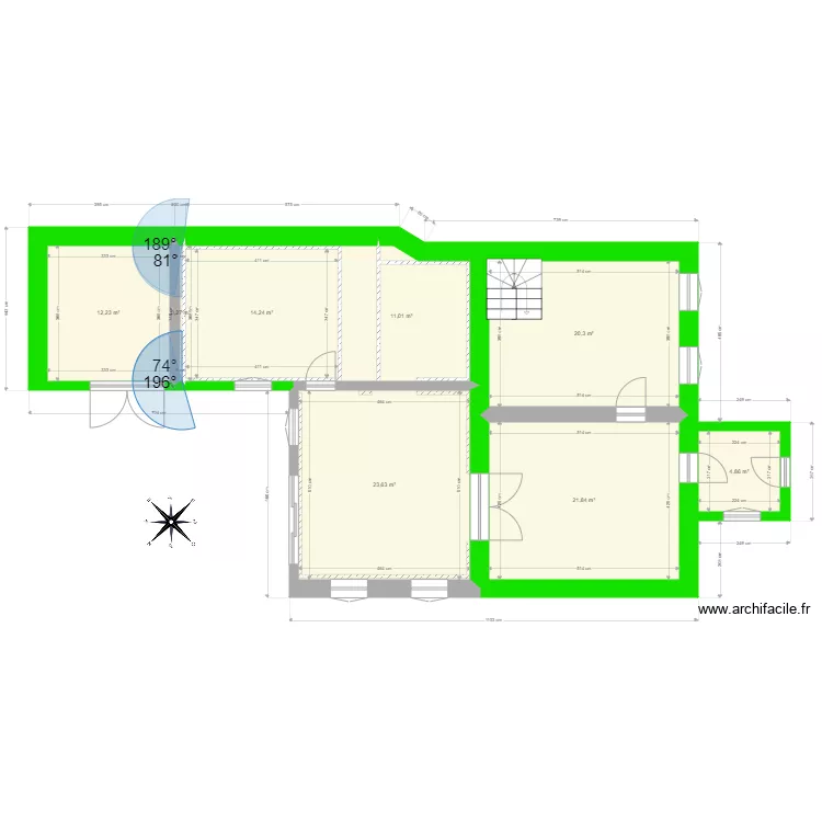 Plan surface rez de chauss&eacute;e. Plan de 