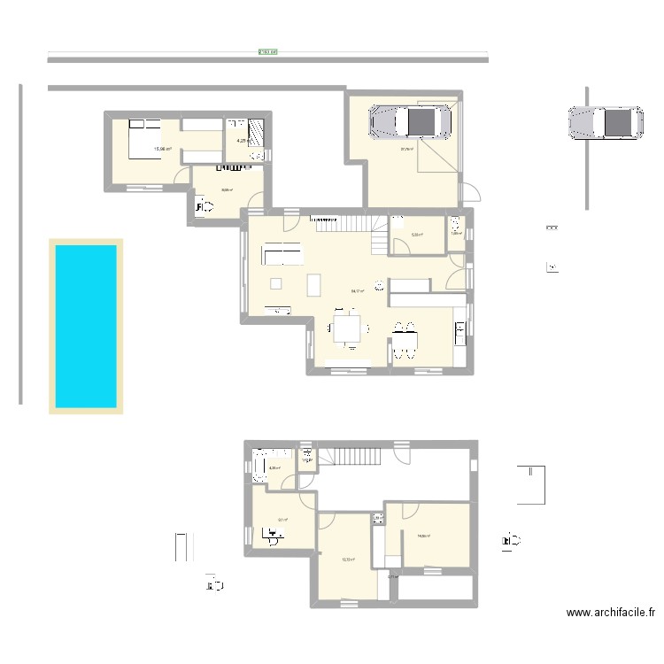 Maison Elytis. Plan de 14 pièces et 170 m2