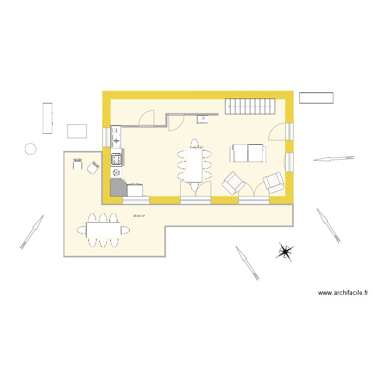 Talmont6. Plan de 2 pièces et 74 m2