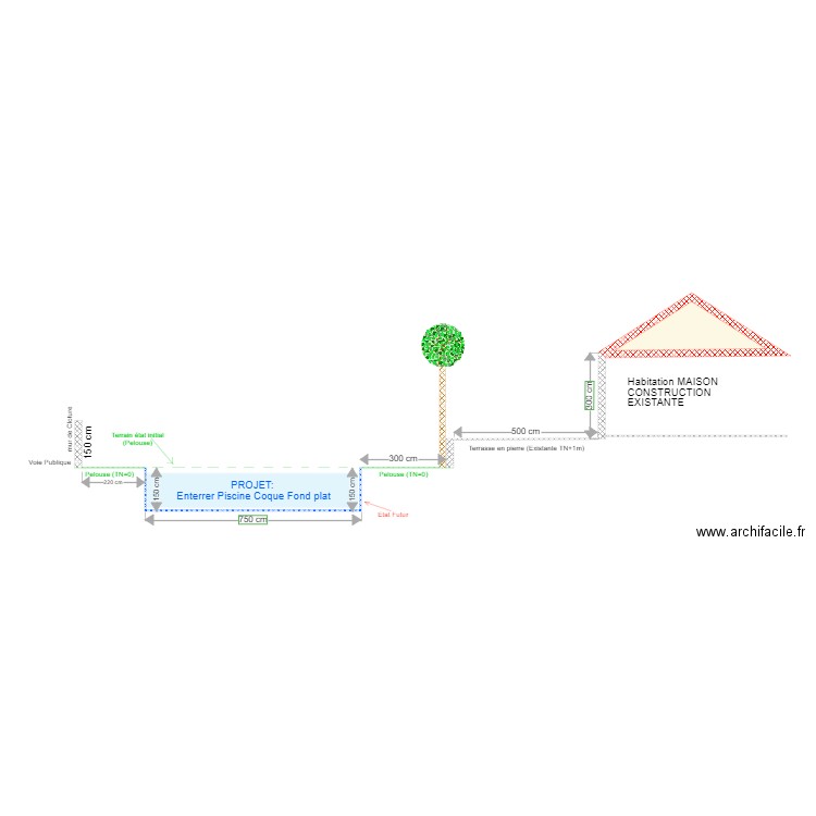 Plan de Coupe. Plan de 0 pièce et 0 m2