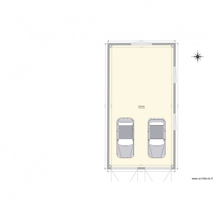 Projet Garage Pautussac 3. Plan de 2 pièces et 125 m2