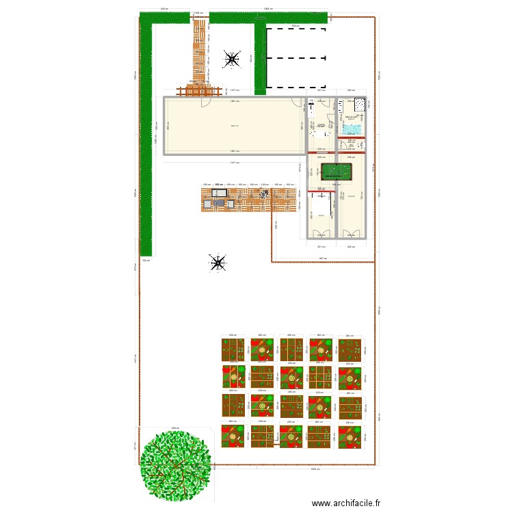 Maison et entreprises. Plan de 7 pièces et 114 m2