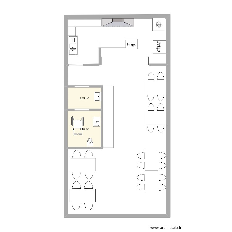 BAPS. Plan de 2 pièces et 7 m2