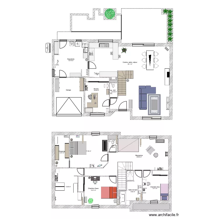 perso meubl&eacute; v2. Plan de 