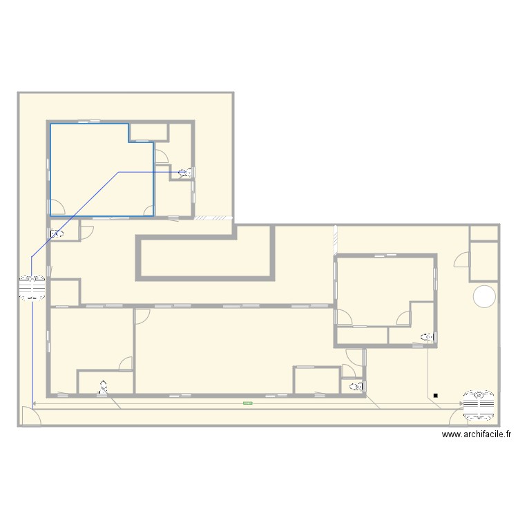 Permsub heavy water routing. Plan de 19 pièces et 333 m2