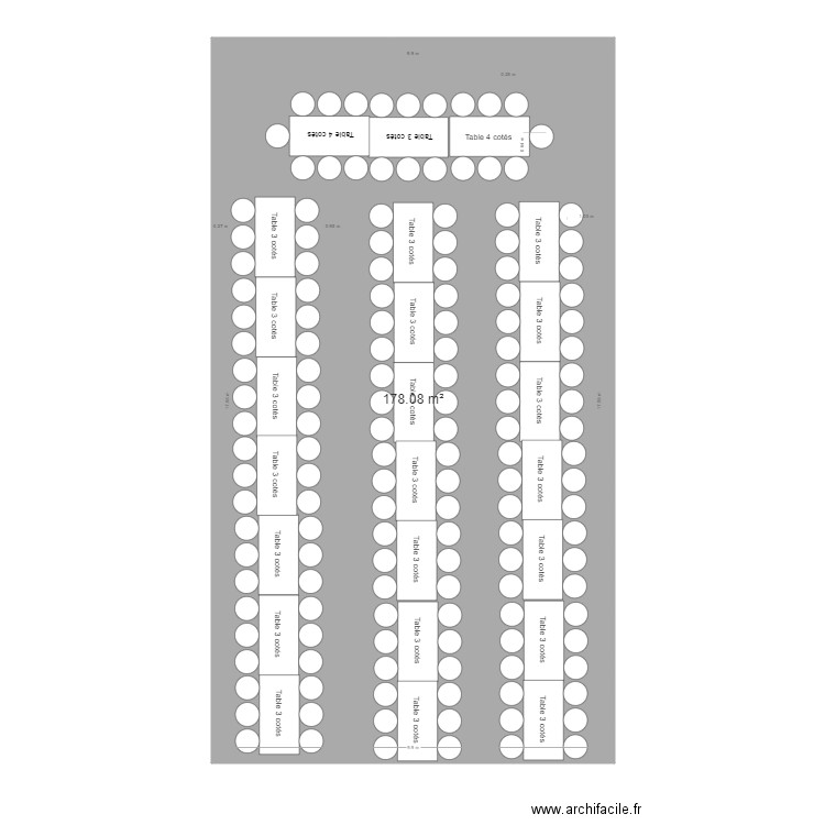 chateau mader tente 24 tables. Plan de 1 pièce et 178 m2