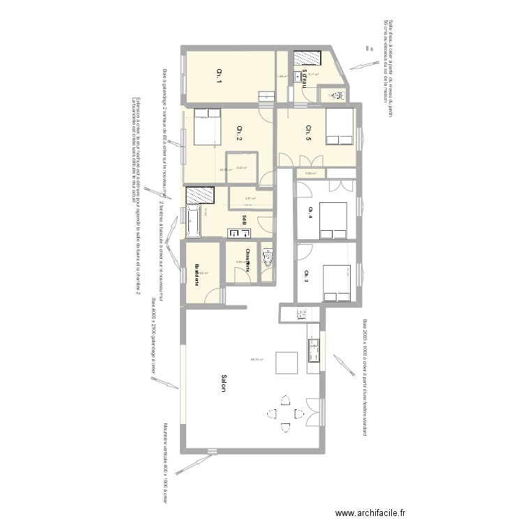 Bouilladisse projet Rénovation. Plan de 11 pièces et 106 m2