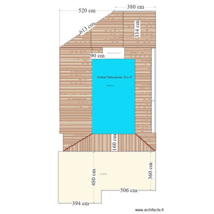 Terrasse Cacun. Plan de 2 pièces et 144 m2