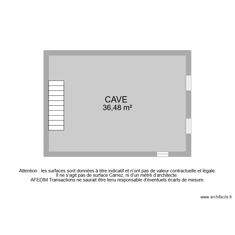 BI 11273 CAVE . Plan de 1 pièce et 36 m2