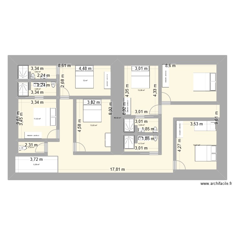Gite HP. Plan de 12 pièces et 255 m2