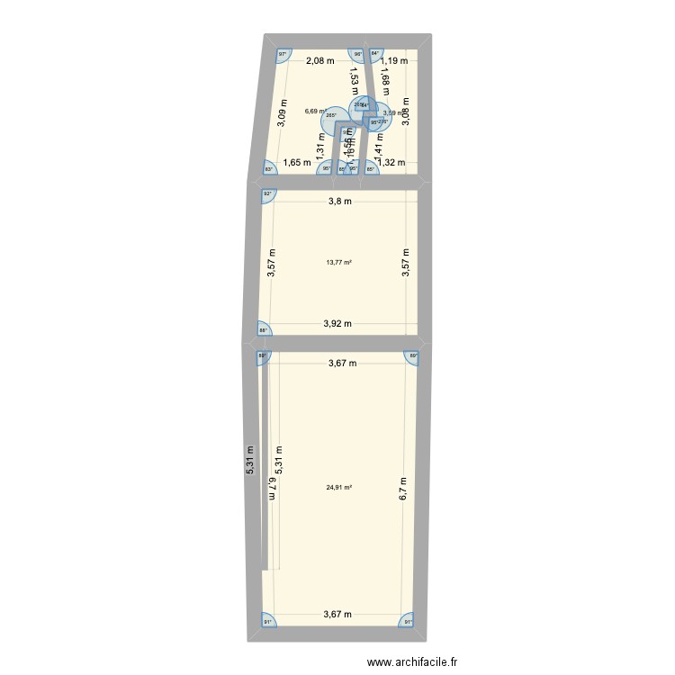 Plan tourcoing actuel. Plan de 5 pièces et 66 m2