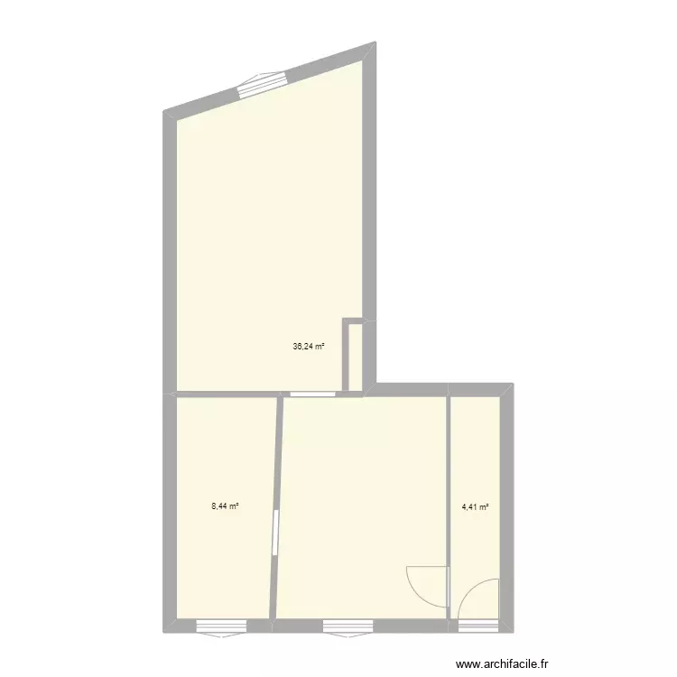 Plan initial. Plan de 3 Pièces et 49 m² Plan initial. Plan de 3 Pièces et 49 m²