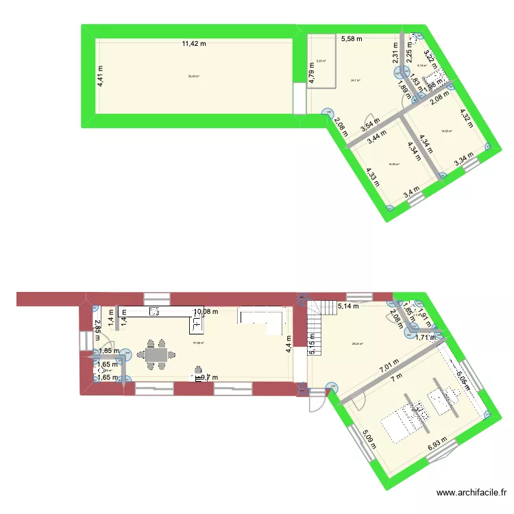 Pressoir V2. Plan de 11  et 238 m²