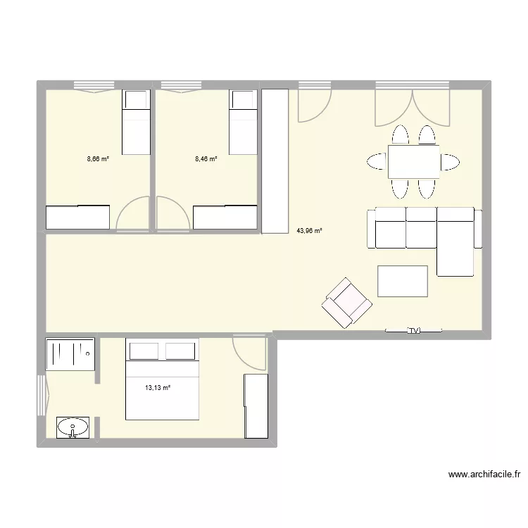 Matthieu 2. Plan de 6  et 74 m²