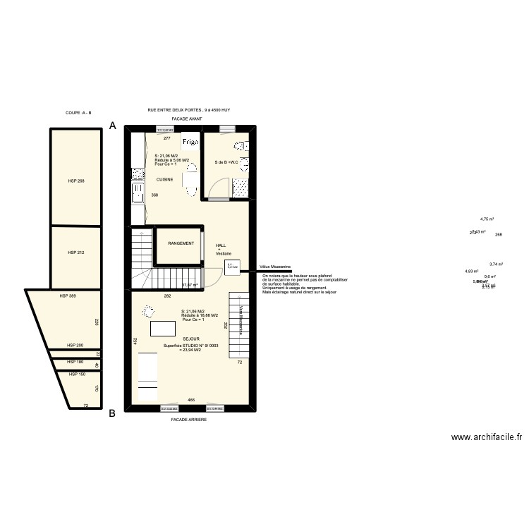 2 entre deux portes. Plan de 10 pièces et 71 m2