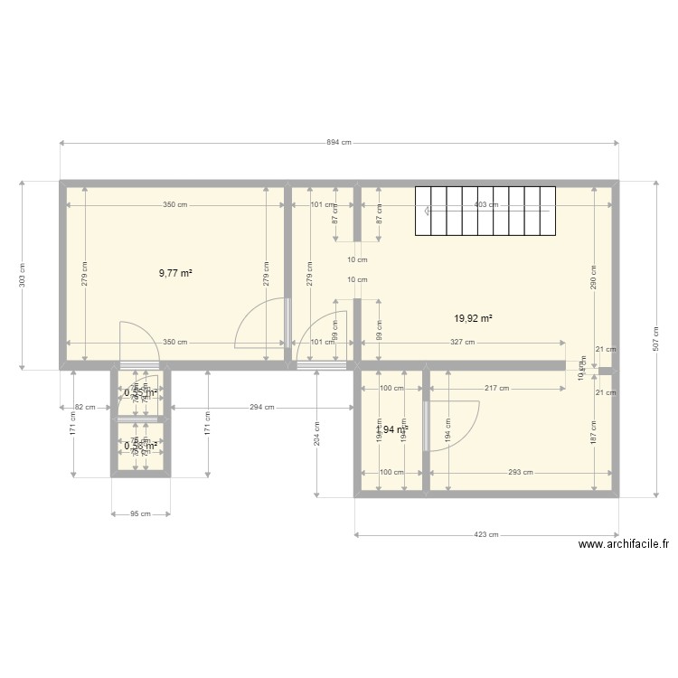 Pont de Luttre 3ème (rez duplex). Plan de 5 pièces et 33 m2