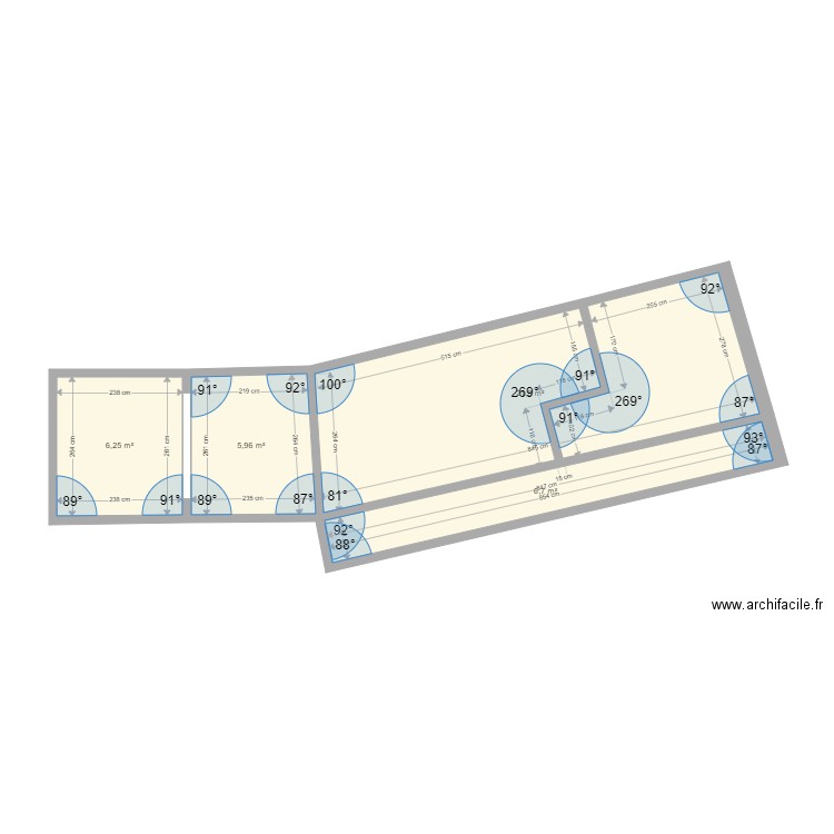 François Sarteel. Plan de 4 pièces et 40 m2