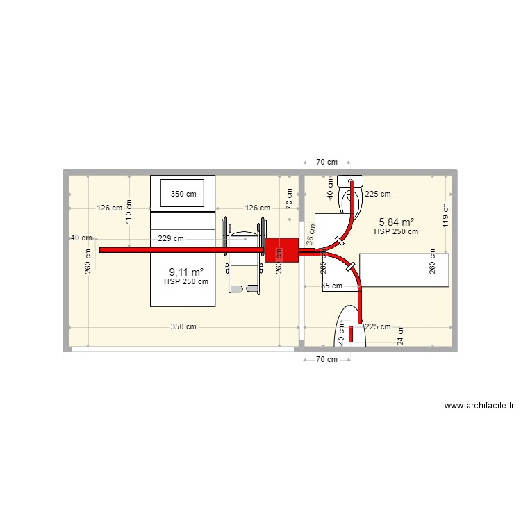 DUGAST. Plan de 2 pièces et 15 m2