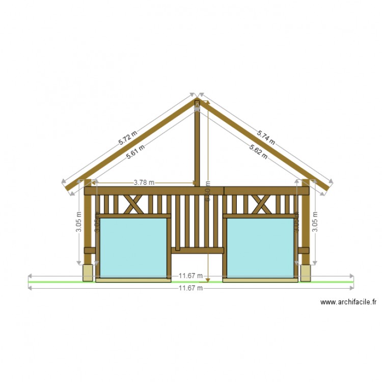 plan maison pignon. Plan de 0 pièce et 0 m2