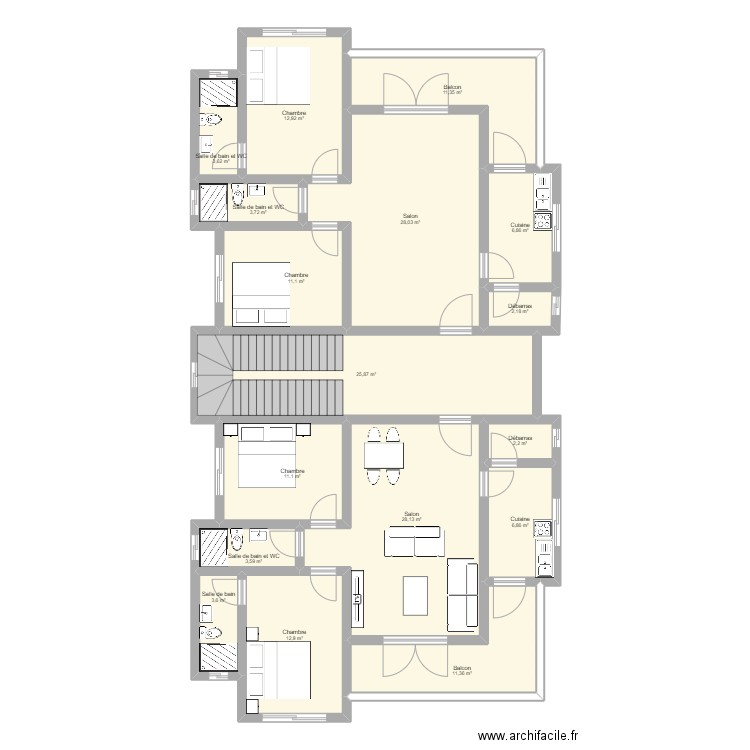 BAYO. Plan de 17 pièces et 185 m2