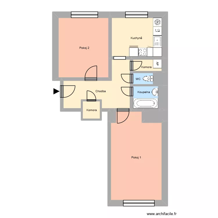 Hlavn&iacute; tř&iacute;da 867, byt 1. Plan de 16  et 181 m²