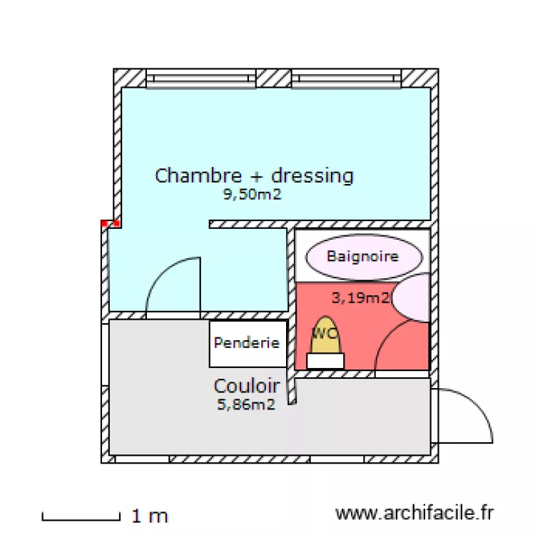 Modification salle de bain - Configuration actuelle. Plan de 