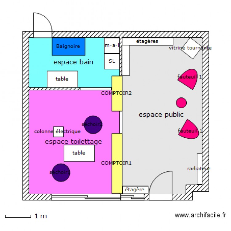 projet nouveau salon de toilettage. Plan de 0 pièce et 0 m2