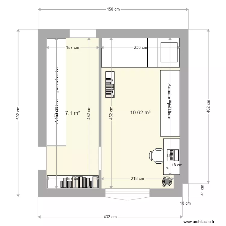 Chambre Tassia. Plan de 
